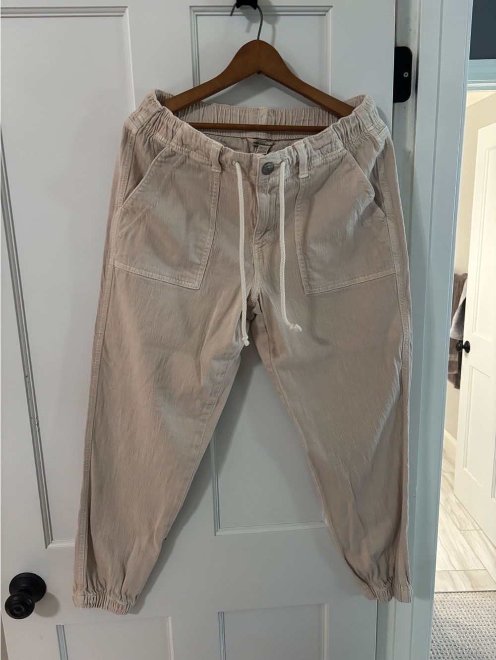 Splendid Women's Casual Drawstring Jogger Pants in Light Beige